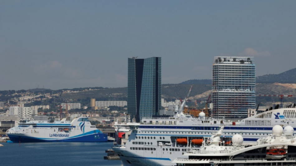Umweltsch&uuml;tzer in Paddelbooten behindern Einfahrt von Kreuzfahrtschiff in Marseille