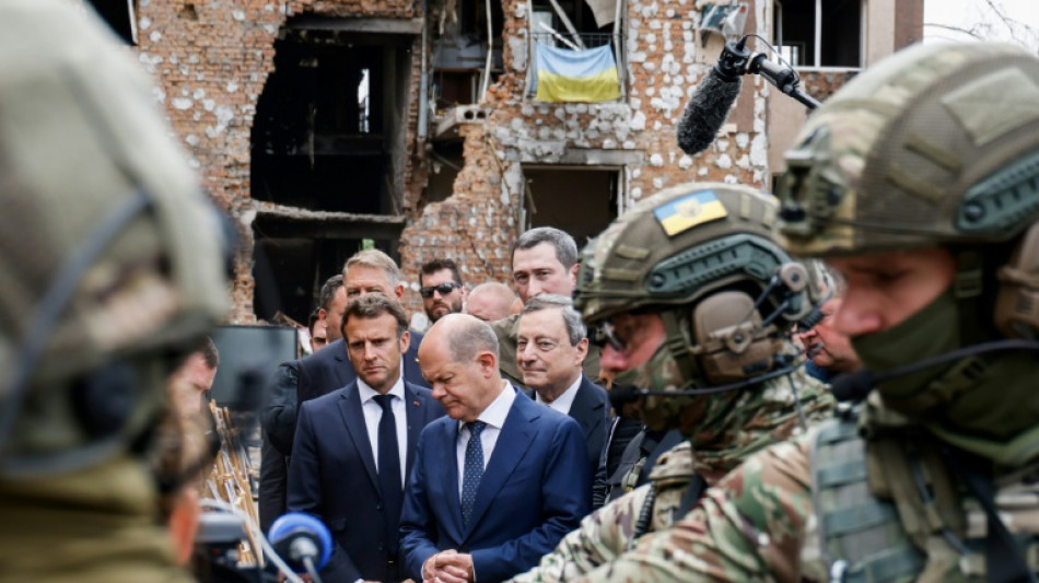 Scholz und Macron besuchen zerst&ouml;rten Kiewer Vorort Irpin