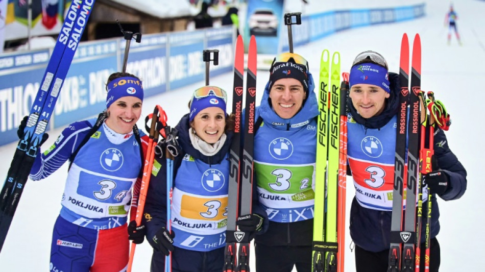 Biathlon: le relais mixte fran&ccedil;ais vainqueur &agrave; Pokljuka