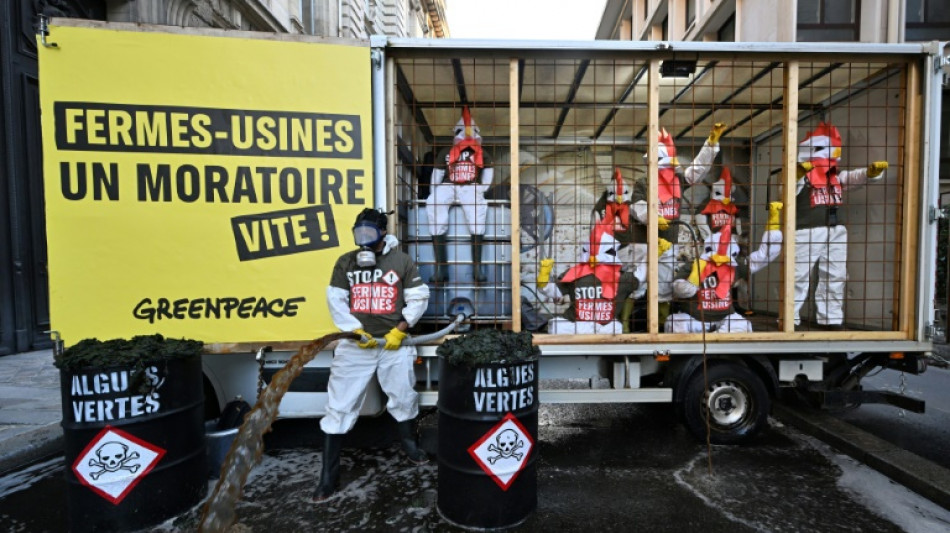 Contre les "fermes-usines", Greenpeace d&eacute;verse du lisier devant le minist&egrave;re de l'Agriculture
