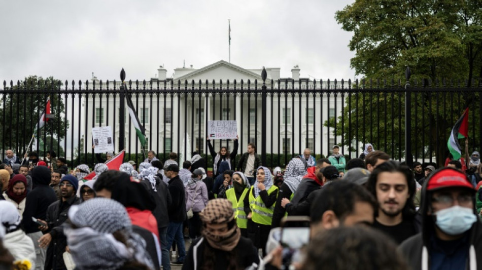 Pro-Palestinian demonstrators march outside White House